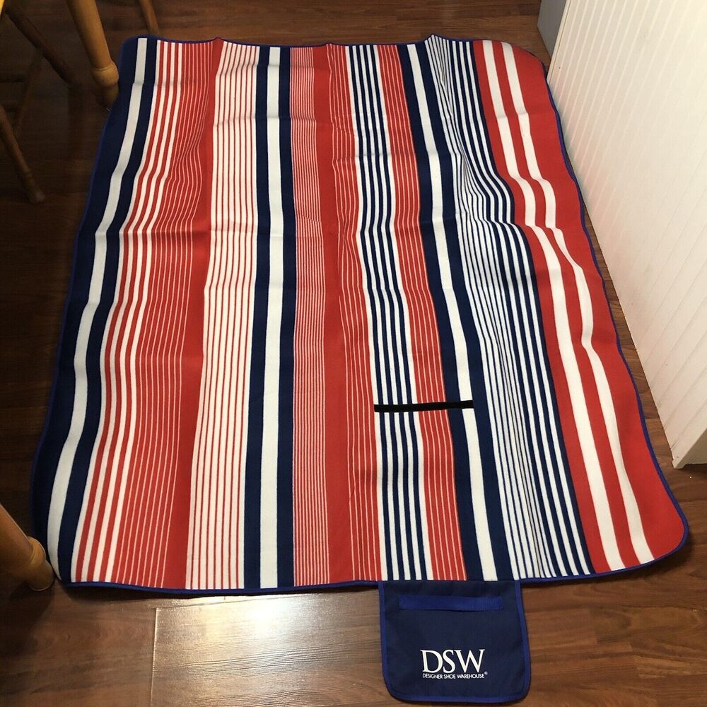 DSW Blanket Red White Blue Stripes Beach Picnic‎ Throw Yoga Mat C